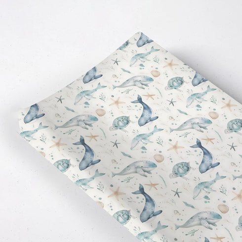 KuphiL10C Ocean Animals Baby Changing Pad Cover,Unisex Watercolor Sea Turtle Whales Starfish Nursery