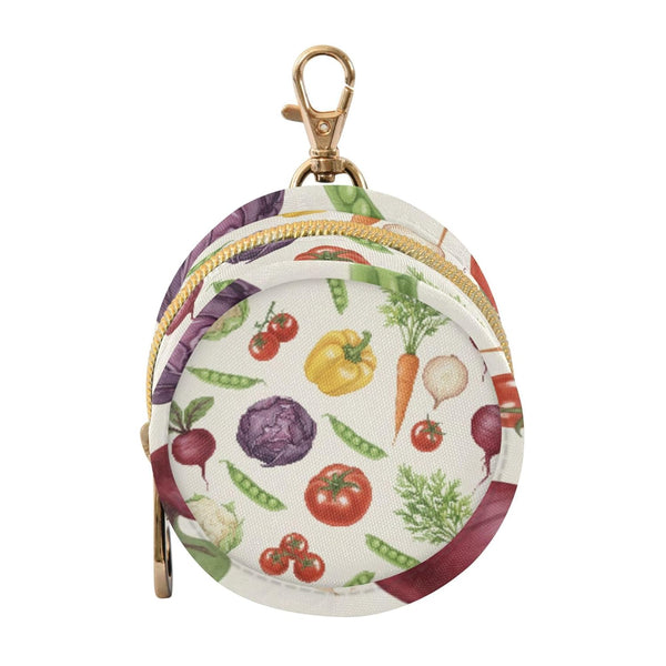 PYBUG Vegetables Round Pacifier Storage Case, Polyester & TPU Lined with Hook Buckle,