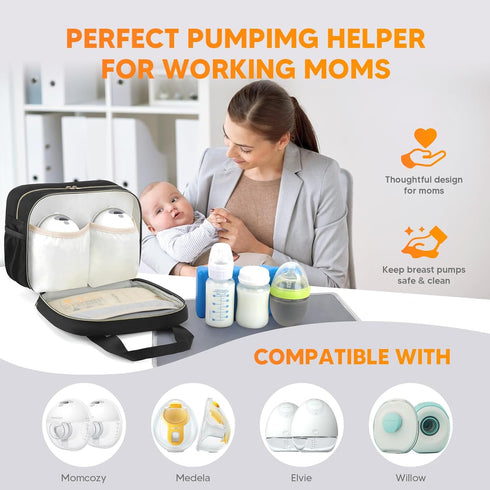 Pack, PIIOSER Breastmilk Cooler Travel Bag with Ice Compatible with Wearable Breast Pumps & Accessories - Portable