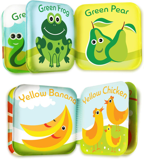 Floating Baby Bath Books BabyBibi - Kids Learning Bath Toys, Waterproof Bathtime Toys for Toddlers (Set of 4)