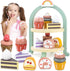 Wooden Cake Toys Tea Party Set - Desserts Food Toy with Cupcake Stand, Pretend Play Kitchen Accessories