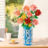 14 Set 747 CUBIMANA Flowers Bouquet Building with Vase and LED Light, for Women, PCS Mini Roses Flower Building Blocks