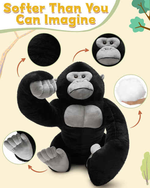 Animal,23.6" MaoGoLan Big Gorilla Stuffed Giant Gorilla Plush Toy,Soft and Cuddly Companion Plushie Gift for Gorilla