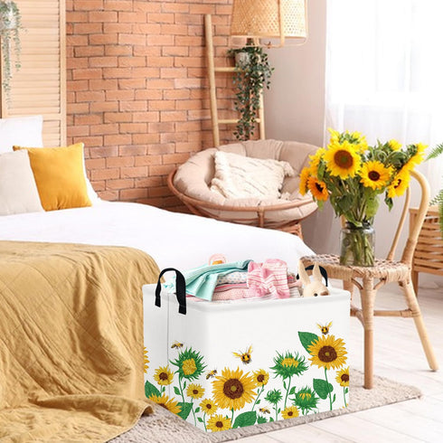 FXOCSHE FXOLCSHE Rectangular Sunflower basket,Waterproof Canvas kids Laundry Nursery Hamper,Storage Baskets