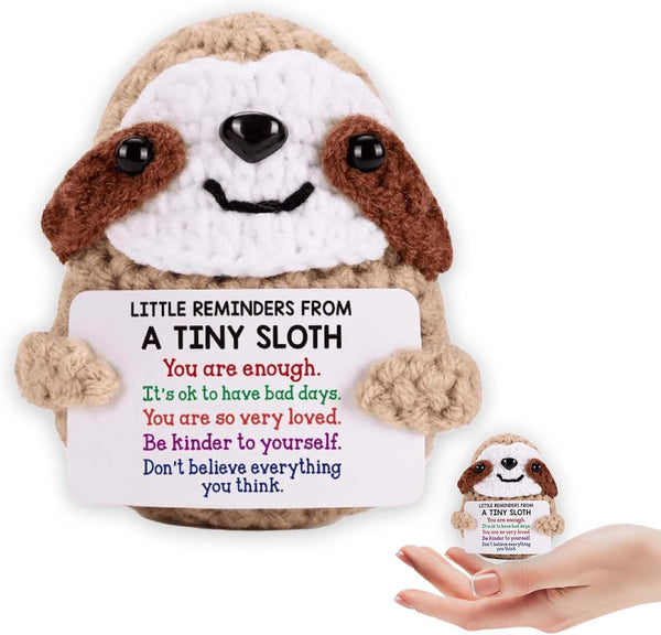 Rewoalzx Mini Positive Sloth Crochet Animals, Emotional Inspirational Support Birthday Gifts for Women