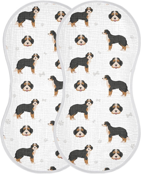1 Pack vvfelixl Burp Cloths Bernedoodle Dog for Baby Boy Girls Baby Washcloths Burp Rags