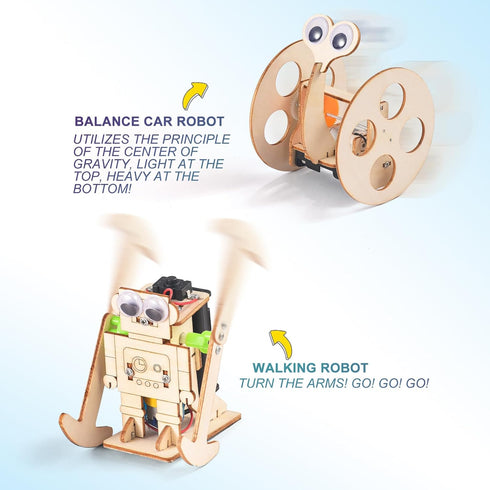 STEM Kits for Kids Ages 5-12, Robot Building Crafts Kit, 3D Wooden Puzzles, Woodworking Model Toys