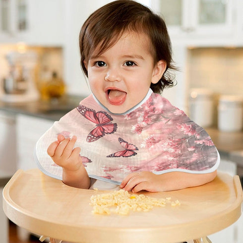 YETTASBIN Pink Butterflies Flowers Muslin Baby Burp Cloth, Super Soft Absorbent Cotton Burp Rag Baby Bibs Feeding Cloth