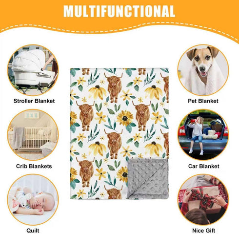 30 40 Inch Nialnant Highland Cow Blanket for Unisex Boys Girls, Baby Blankets Neutral, Super Soft Plush Personalized