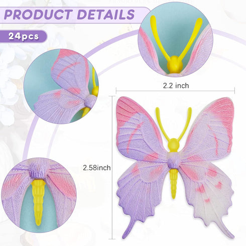 Plastic Butterflies Toy Butterflies Action Figures Art Lifelike Butterfly Decoration Removable Reusable for Party Favor Wall Decor, 12 Styles(36 Pieces)