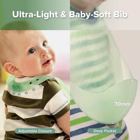 Set 6M+ haakaa Cloud Crew Silicone Travel Baby Feeding with Foldable Suction Baby Plate, Silicone Bib, Baby Spoon