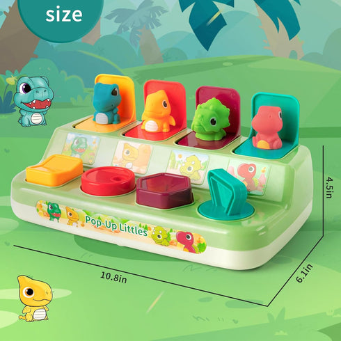 Cause and Effect Toy for 1 Year Old, Pop Up Dinosaur Montessori Developmental Sensory Toy for Toddlers