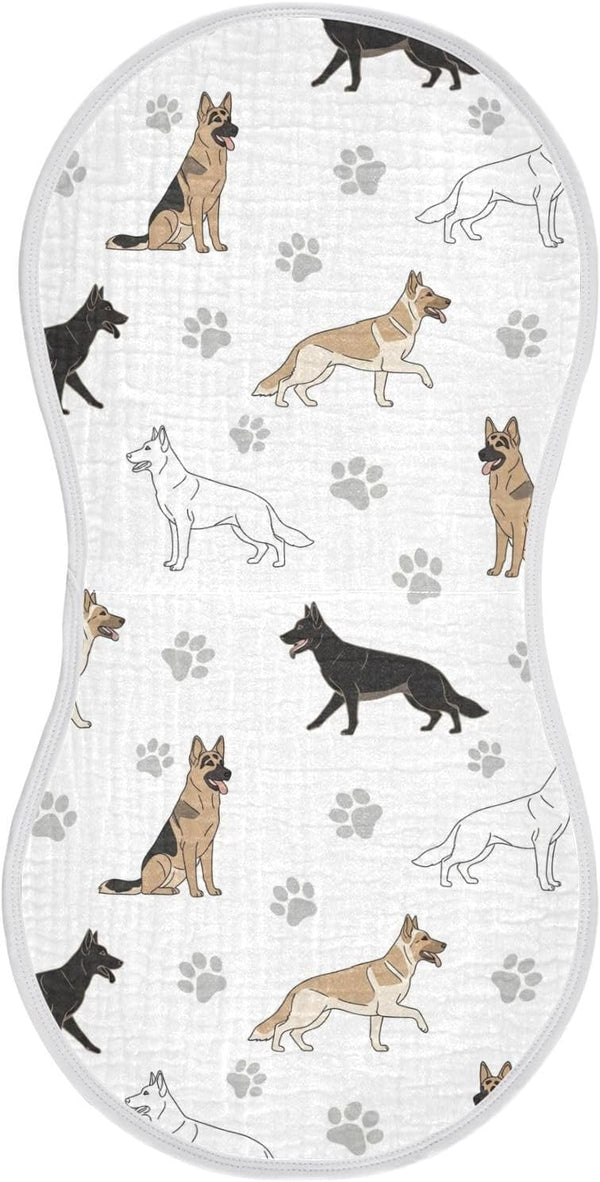 Qinllo 1 Pack Muslin Burp Cloths German Dogs Paw White Cotton Baby Burp