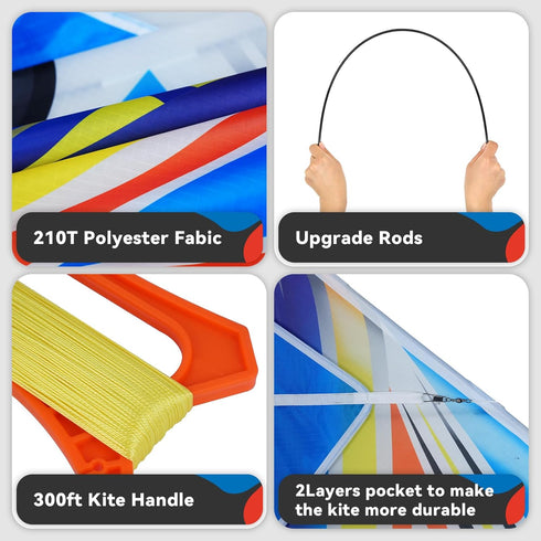 SGftre Airplane Kite for Kids and Adults, Easy to Fly with Durable Fiberglass Frame, Outdoor Fun Sports Plane Kite