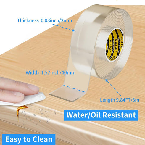 MILEQEE 1.57in 9.84FT, Countertop, Clear Edge Protector Strip, x Sharp Edge Wrap Cover Tape, Self Adhesive Protective