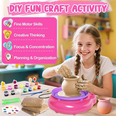 8-12, 8-12, 8 9 10 11 12 Pottery Wheel for Kids, Arts and Crafts for Kids Ages Crafts for Girls Complete DIY Clay Wheel