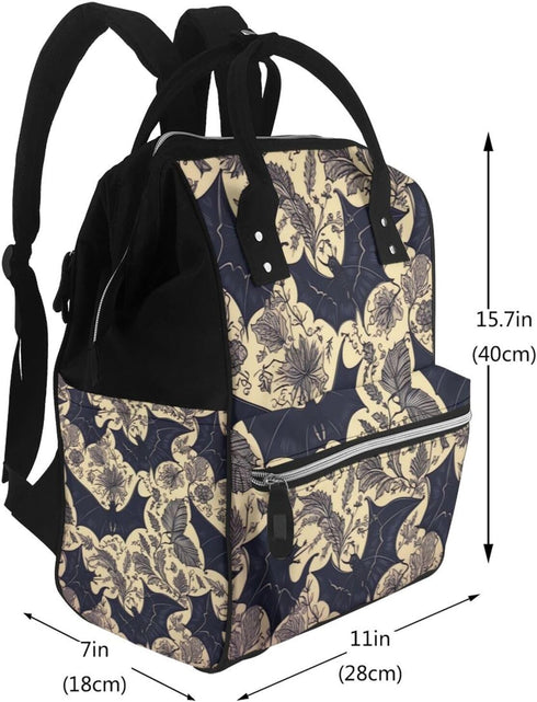 DWVTSLH Backpack Mummy Backpack Bat Print Diaper Bag Multifunction Nappy Bags Waterproof Large Capacity Travel