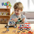 Emergency Vehicles 3D Puzzle Toy, HUZU Wooden Building Blocks for Kids 3-8, Fire Truck, Ambulance, Police Car Gifts