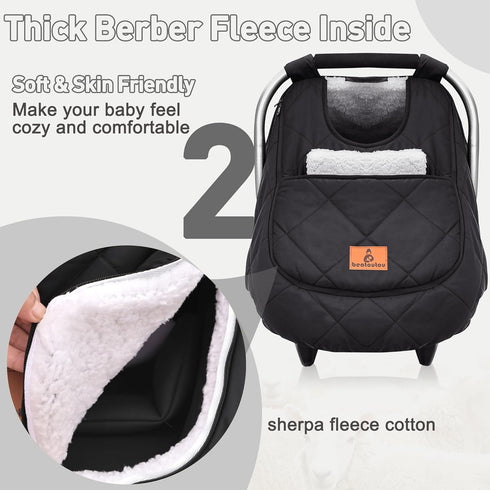Cozy beatoutou Winter Baby Car Seat Cover, Beatoutou Waterproof Winter Infant Carseat Canopy for Boys Girls, Cold