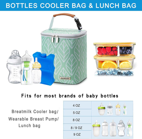 Pack 4 9 Breast Milk Cooler Bag with Ice Fits Baby Bottles Up to Ounce, Baby Bottle Bag for Nursing Mom Daycare-Green