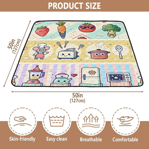 GuoChe 50'' 50'' Food Freshness Cartoon Character Pattern Soft Thick Baby Play Mat for Indoor Outdoor Comfortable