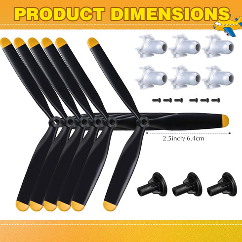 Outus 6 Sets 3 F4u 761-8 761-9 761-16 T28 P47 Adapters(500mm) Plane Propeller Blade Compatible with Rc Fighter Remote