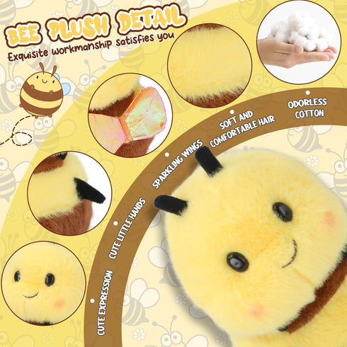 RHHSSE Partners(8 inch) Chubby Smiling Bee Plush, Lucky Soft Bumblebee Plush Toy, Cute Bee Stuffed Animal, The Best