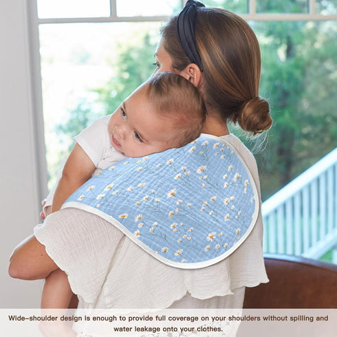 decor gift 4 Pack 22x11in Cotton Muslin Burp Cloth Breathable Daisy Flower Pastel Blue Baby spit up Cloth for Babies