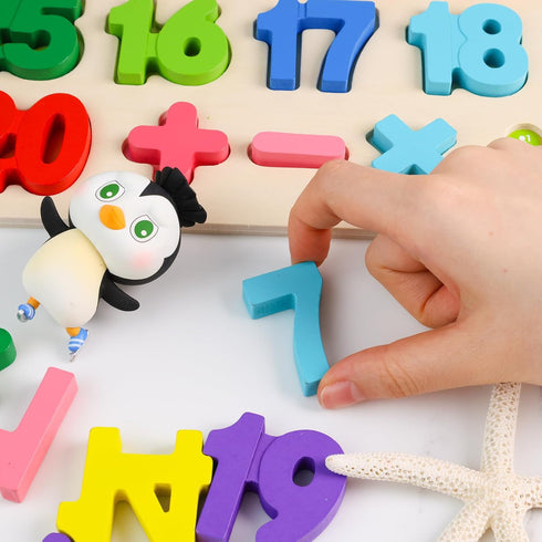 LovesTown Wooden Number Shape Puzzles, Educational Montessori Toddler Puzzles for Boys and Girls