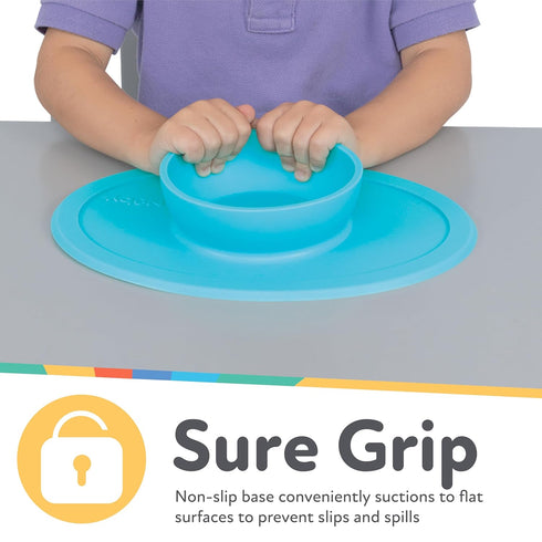 Nuby Sure Grip Silicone Feeding Bowl, Toddler Suction Plate for 6+ Months, Blue