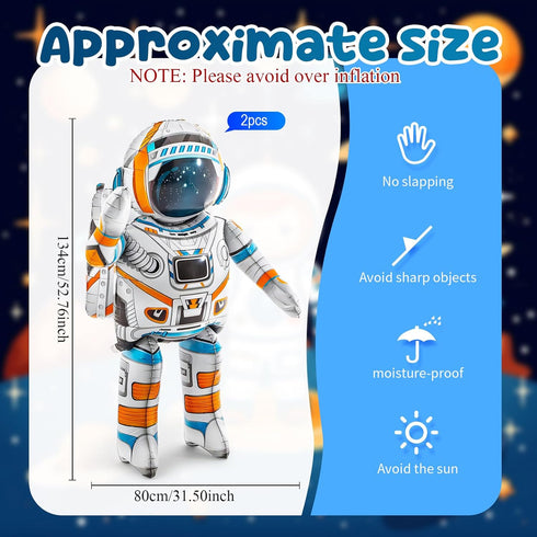 2 53 Inch 4d Jenaai Pcs Standing Inflatable Spaceman Astronaut Balloons, Large Inflatable Astronaut Toys Outer Space