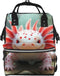 Qewfoju Colorful Axolotl Underwater Print Diaper Bag Backpack Large Capacity Diaper Backpack Baby