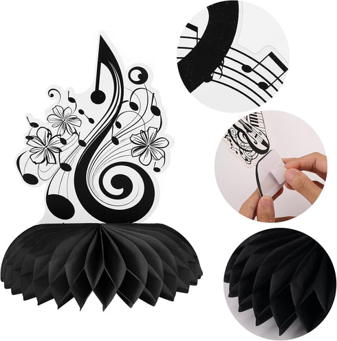 11 Pcs Music Decorations, Retro Musical Notes Honeycomb Centerpieces for Birthday Party Supplies