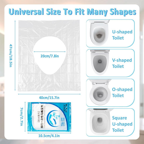 RAINFLOW Packing Adults,60 Pack Disposable Toilet Seat Cover - Plastic Toilet Seat Covers Waterproof Non-Slip