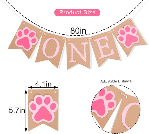 1st Dog Puppy One High Chair Banner - Puppy Paw Print Birthday Highchair Banner, Puppy Animal First Birthday Party