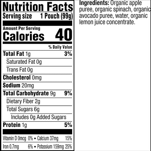Plum Organics Stage 2 Organic Baby Food - Apple, Spinach, Avocado - 3.5 oz Pouch (Pack of 12)