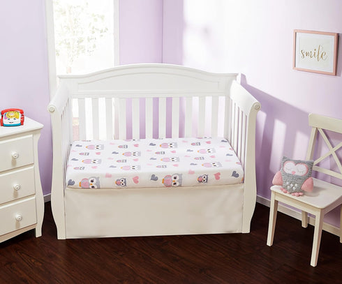 EVERYDAY KIDS Baby Girl Fitted Crib Sheet Sweet Owls, 100% Soft Breathable Microfiber Baby Sheet, Fits Standard Size Crib Mattress 28in x 52in, Nursery Sheet by EVERYDAY KIDS