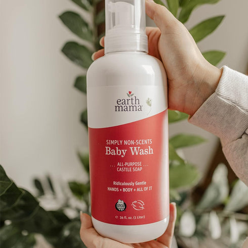 Earth Mama Simply Non-Scents Baby Wash Foaming Hand Soap, Organic All-Purpose Fragrance Free Body Wash, 34floz