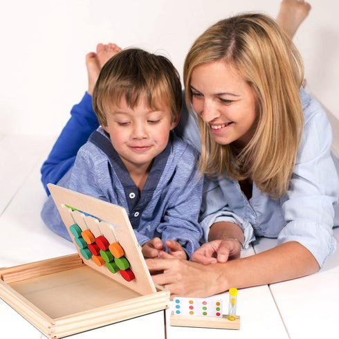 Montessori Learning Toys Slide Puzzle, Color & Shape Matching Logic Game for Kids 3-7 Years Old