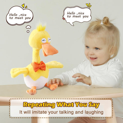 HCdoujoy 13" Eggshell Talking Dancing Duck, Repeating What You Say Mimicking Recording Plush Baby Toy Musical Songs