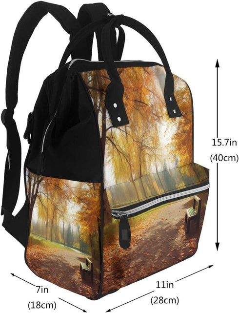 HCBPWVQA Backpack Daypacks Backpack Mommy Autumn Park Diaper Bag with Changing Pad and Pacifier Holder, Multifunction