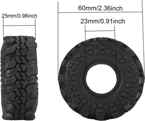 Super Soft Sticky 1.0 Wheel Tires, Mud Tires 60 * 25mm for 1/18 1/24 RC Crawler Axial SCX24 FMS FCX24 Enduro24 Bronco