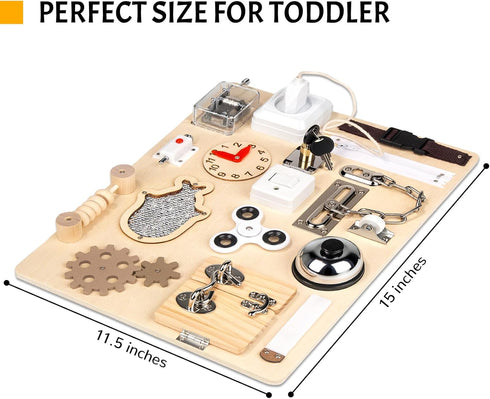 RIANEAN 1 2 3 4 1-3 Montessori Busy Board for Toddlers Year Old, Wooden Sensory Toys, Preschool Learning Activities