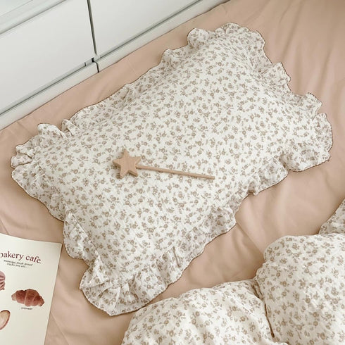 BuLuTu Cotton Muslin Kids Toddler Pillowcase with Cute Camellia Flowers Super Soft