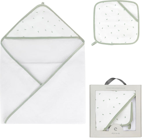 Ely's & Co. Baby Hooded Towel and Wash Cloth Set, Thick Absorbent