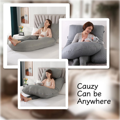 ALLOPERA 57 inch, 100% Pregnancy Pillow, Full Body Maternity Pillow with Removable Washable Cover - Sleep Support