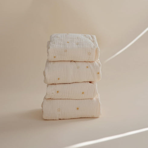 192 Count 28"x 52" mushie Extra Soft Muslin Fitted Crib Sheet | Thread | (Sun)
