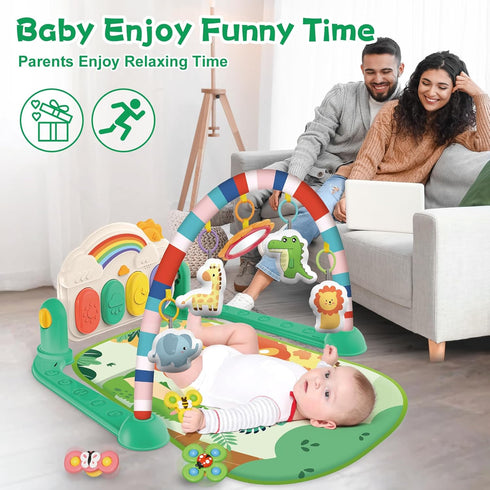 Tummy 0-12 Joryuek Baby Gym & Play Mat, Time & Activity Mat Toys, Infant to Toddler Play Piano Mat, Months (Green)