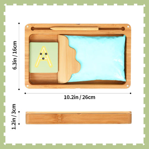 AtMini Montessori Sand Tray with Lid - Wooden Sand Trays for Kids Writing Letters and Numbers, Preschool Classroom Must