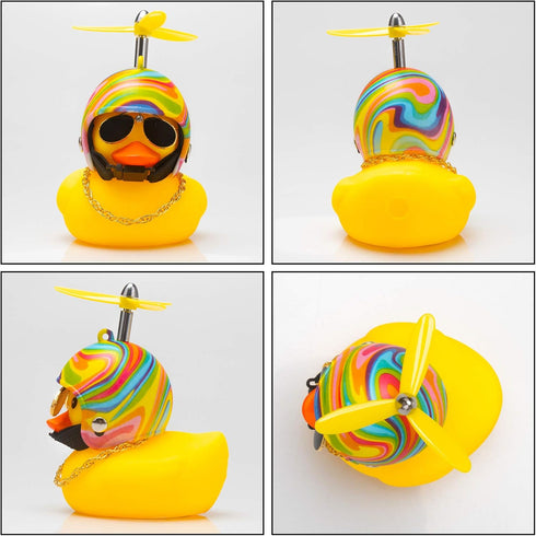 wonuu Rubber Duck Car Decorations, Cute Yellow Duck Dashboard Ornaments with Propeller